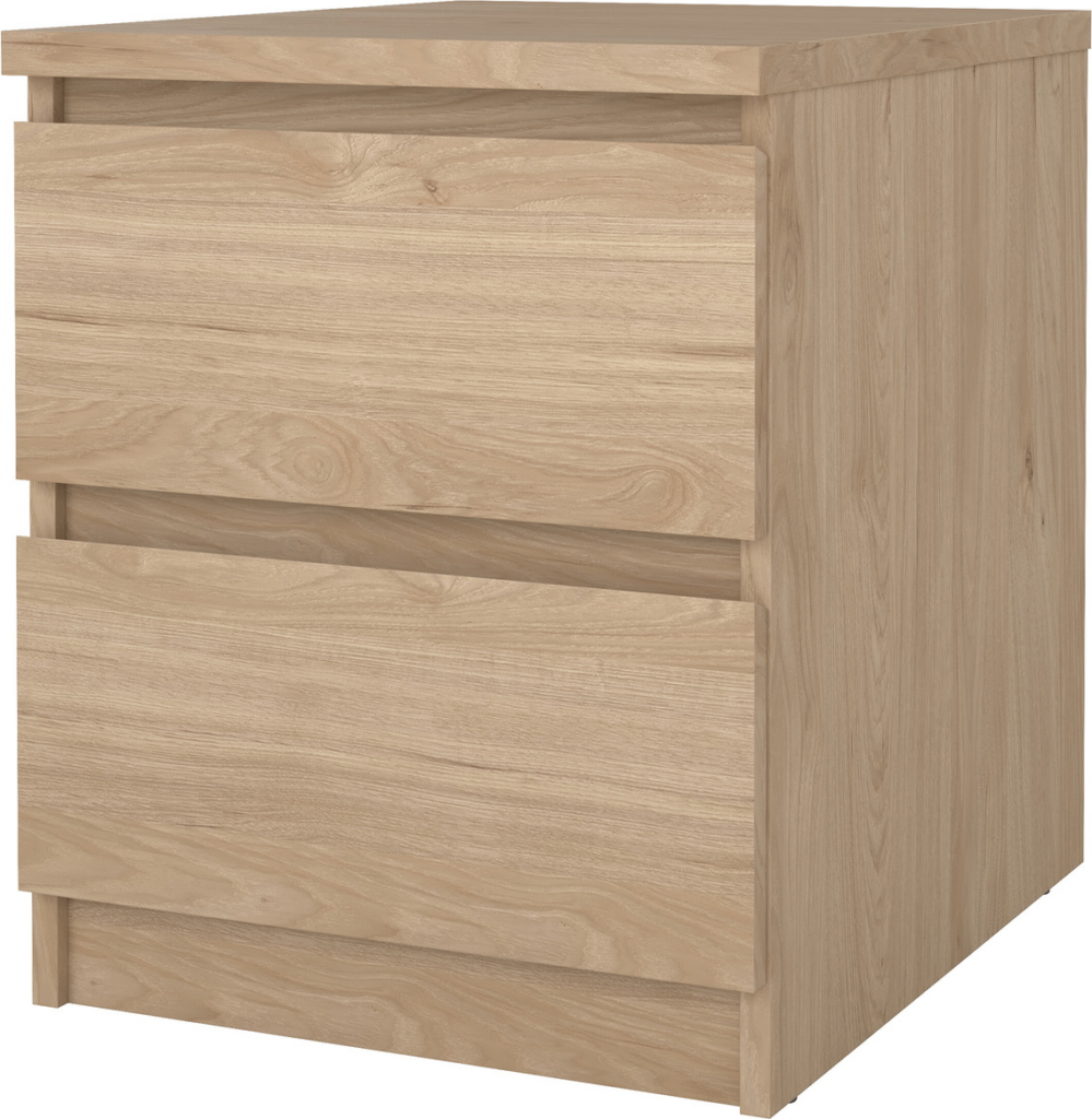 Sengebord/natbord Vesterholm Naia, Jackson Hickory, 2 skuffer, FSC-certificeret, H49,5ÃB40,4ÃD50 cm